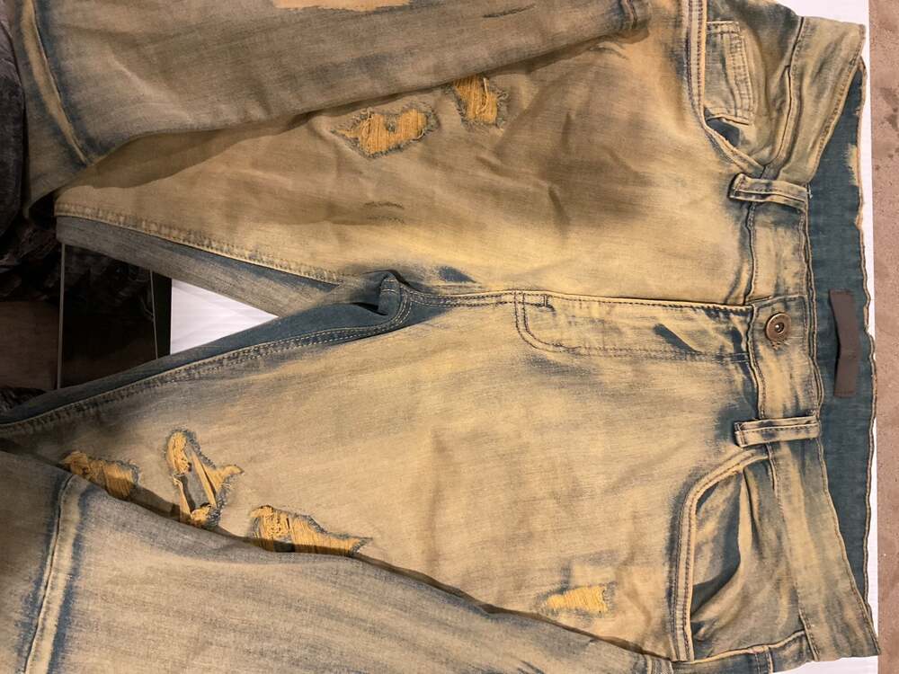 Size 34 KDNK Rip & Repair V5 Distressed Dirty Wash Jeans